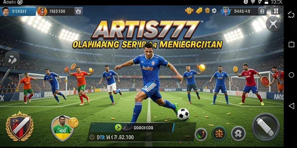 Tangkapan layar utama menampilkan aksi seru dalam permainan olahraga.