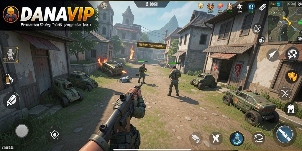 Screenshot gameplay DANAVIP yang menunjukkan aksi strategi yang intens.