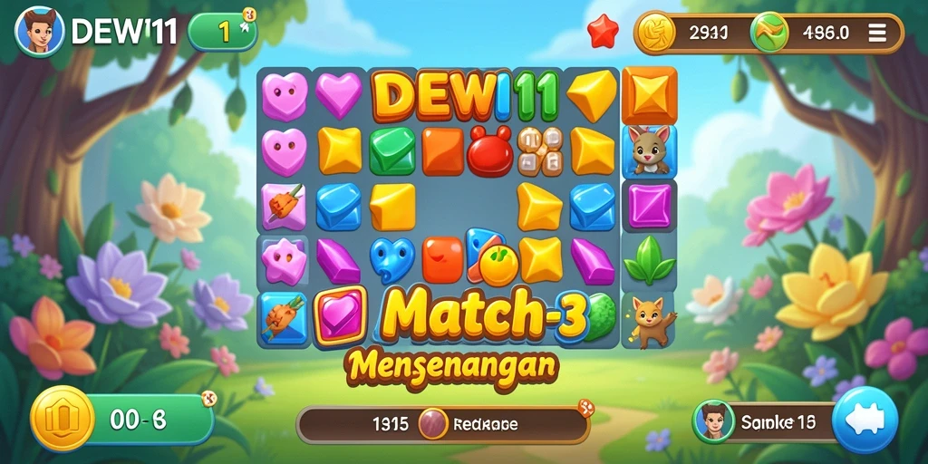 Tampilan gameplay DEWI11 yang penuh warna dan menantang.