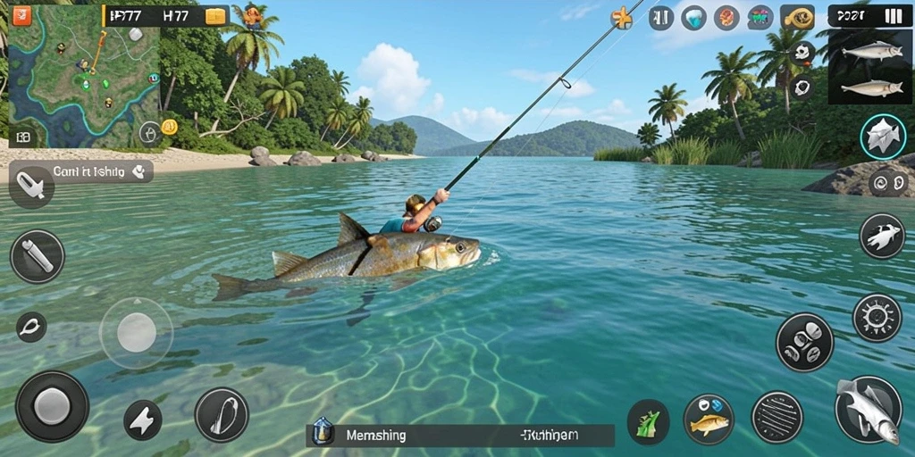Tampilan screenshot HP777 menampilkan momen seru dalam permainan memancing.