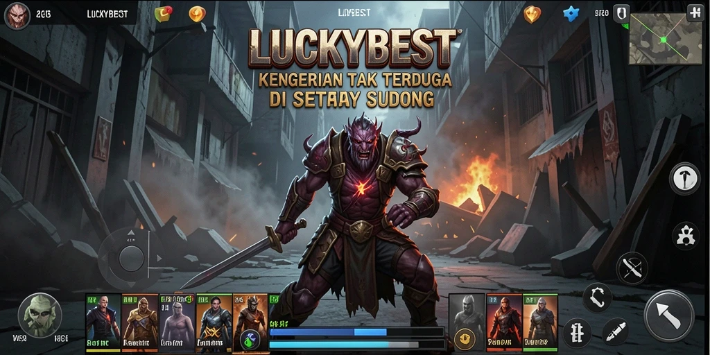 Tangkapan layar gameplay LUCKYBEST menampilkan suasana horor yang menakutkan.