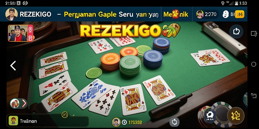 Tampilan menarik dari gameplay seru REZEKIGO pemain Gaple.